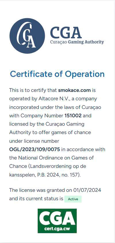 licens för smokace-casino